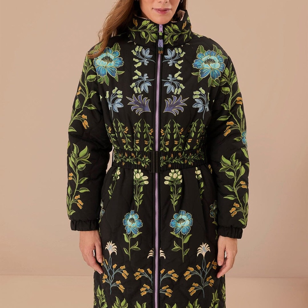 FARM Rio Black Winter Garden Reversible Maxi Puffer Jacket